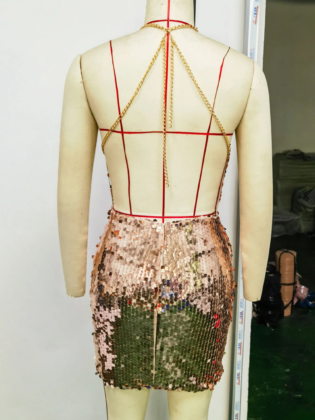 Backless Sequin Club Dress