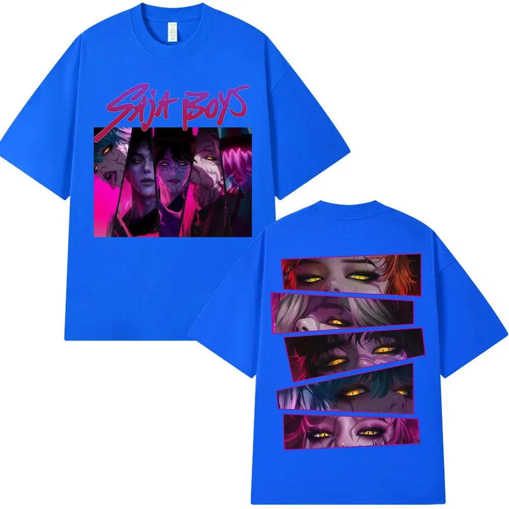 Kpop Movie Anime Demon Hunters Saja Boy Graphic T Shirt Fashion Vintage Manga Men Women T-shirts Oversized Casual Cotton T-shirt
