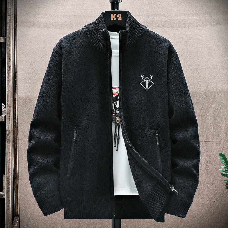 Embroidered Fleece Cardigan