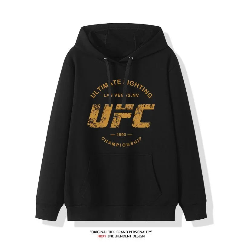 UFC Autumn Winter Men Leisure Hooded Sweatshirt MMA Combat Boxing Training Coat Women Loose Sports Fitness Breathable Hoodie