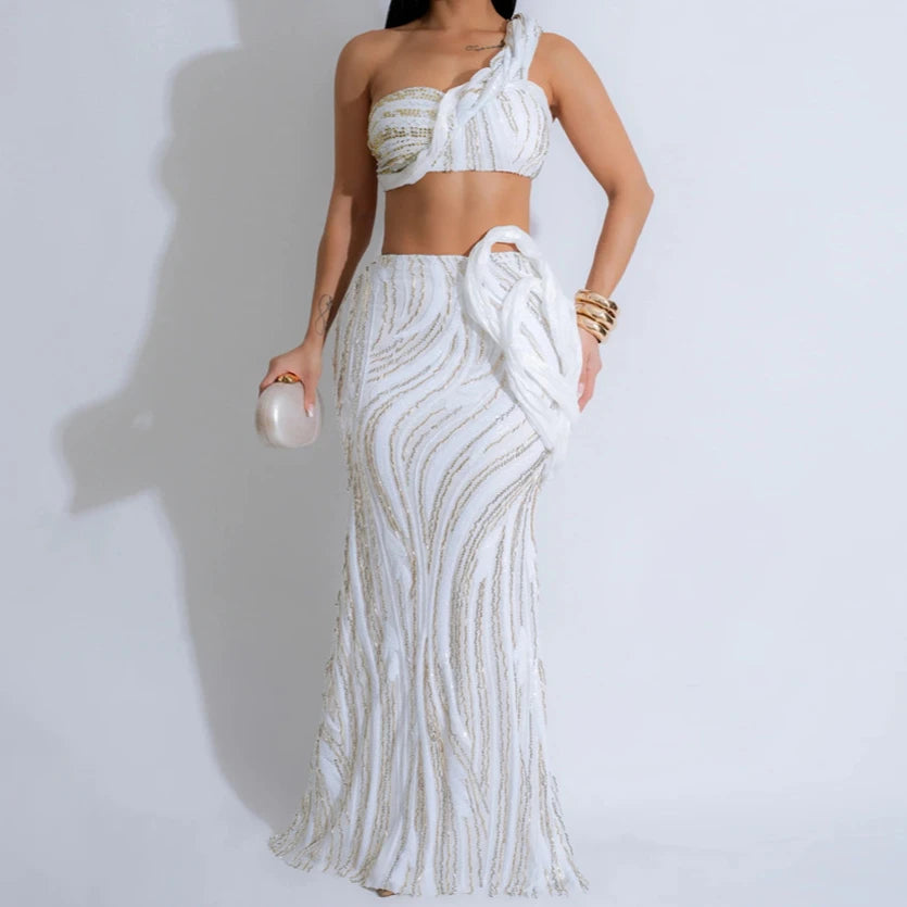 One Shoulder Sequin Summer Dress