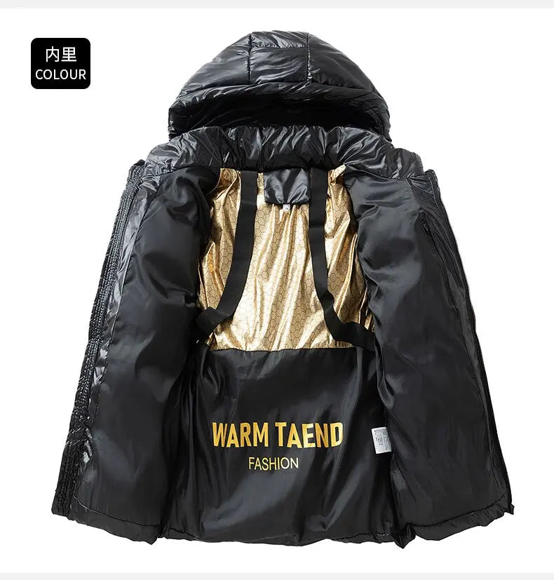 Autumn and Winter Fashion Solid Color Thickening Warm Hooded Cotton-Padded Jacket Men's Casual Loose Sports High Quality Coat