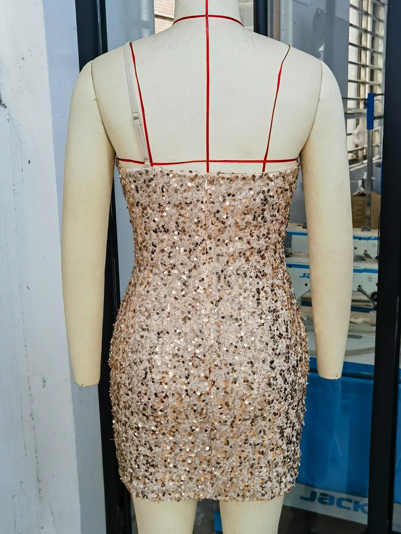 Sequin Halter Evening Dress