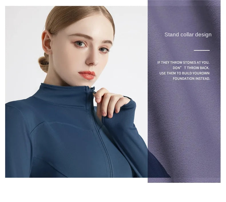 S-3XL Women's Tracksuit Jacket Slim Fit Long Sleeved Fitness Coat Yoga Tops With Thumb Holes Gym Jacket Workout Sweatshirts2025