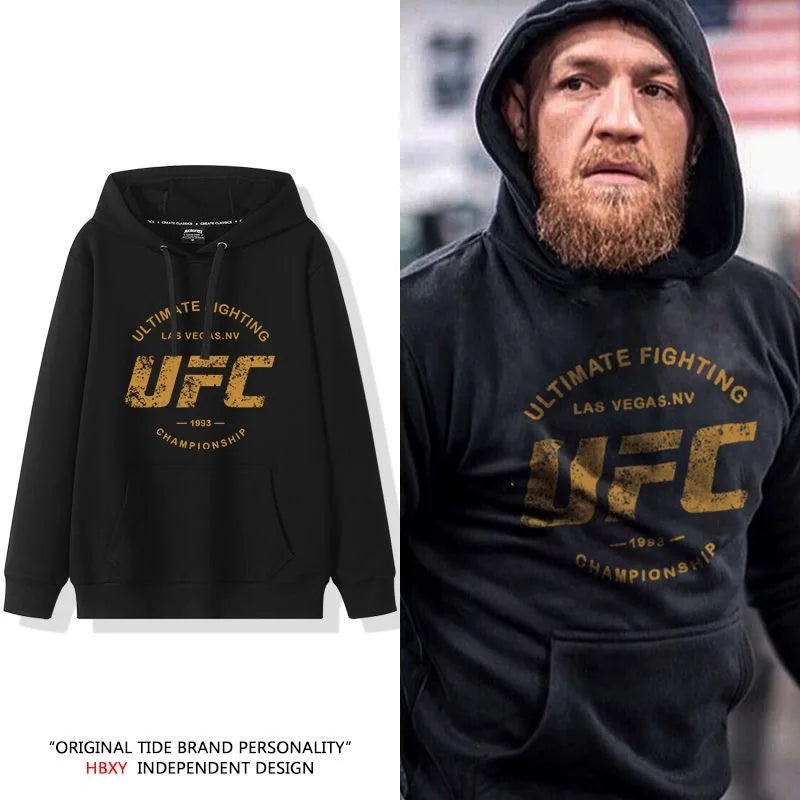 UFC Autumn Winter Men Leisure Hooded Sweatshirt MMA Combat Boxing Training Coat Women Loose Sports Fitness Breathable Hoodie