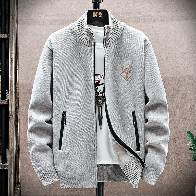 Embroidered Fleece Cardigan