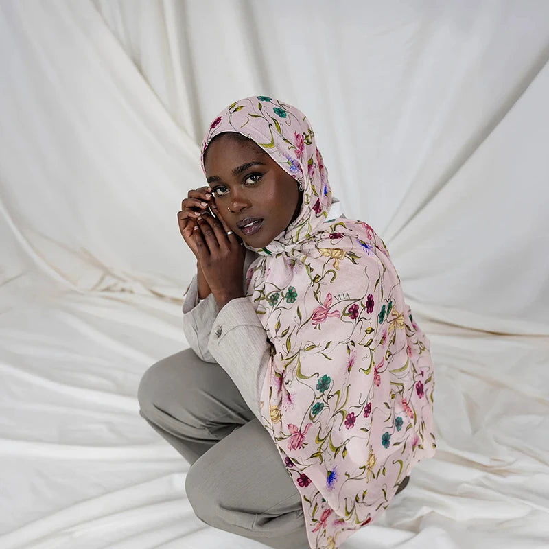 1Pcs Ramadan Hijab for Women Leopard Print  Bohemian Watercolor Soft Muslim Hijabs Floral Breathable Shawl Wrap Scarf Headscarf