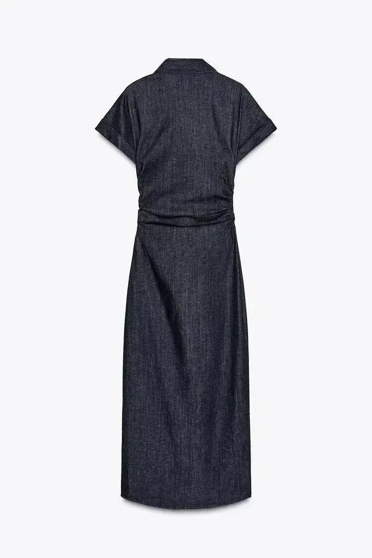 Retro Denim Maxi Dress