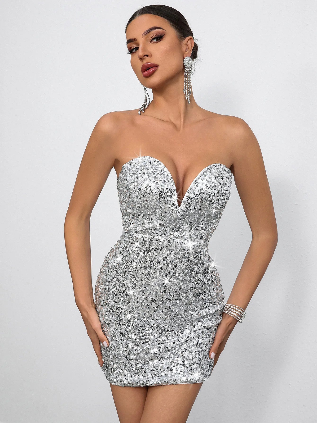 Backless Sequin Prom Dress