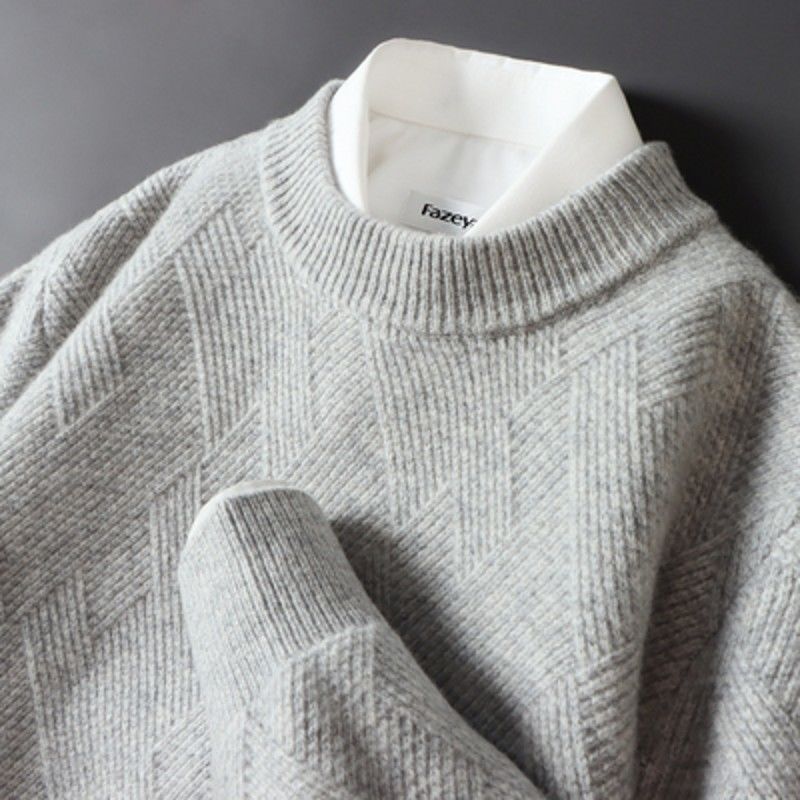 Cashmere Jacquard Crewneck Sweater
