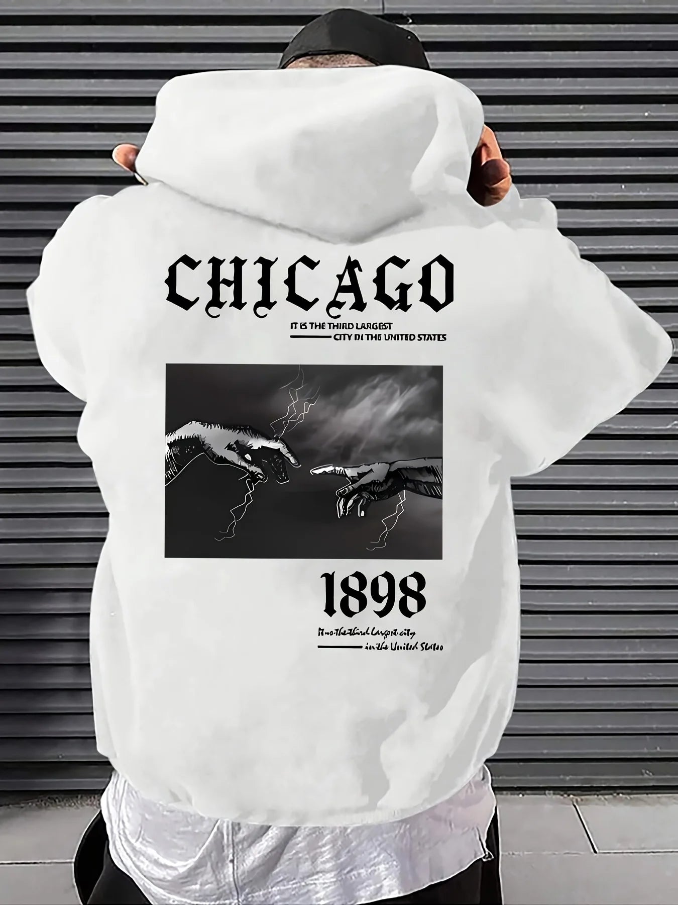 New autumn men's retro 1898 lightning print soft and comfortable hooded sweatshirt outdoor street style clothing