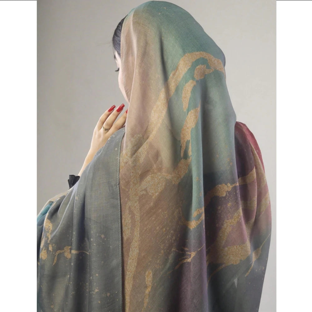 1pc Fashion Print Bohemia Soft Scarf For Women Headband Spring Summer Breathable Women Hijab Scarf Clothing Accessories