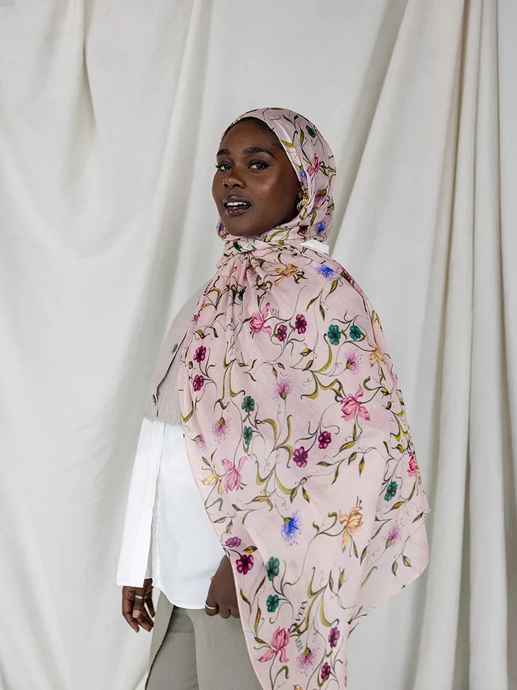 1Pcs Ramadan Hijab for Women Leopard Print  Bohemian Watercolor Soft Muslim Hijabs Floral Breathable Shawl Wrap Scarf Headscarf