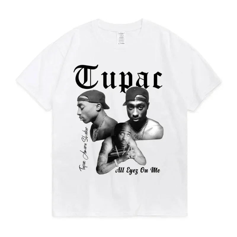 2023 Summer Fashion T-shirt Rapper Tupac Tops Hip Hop Streetwear Oversized Short Sleeves Tee Shirt Men Women  T Shirt
