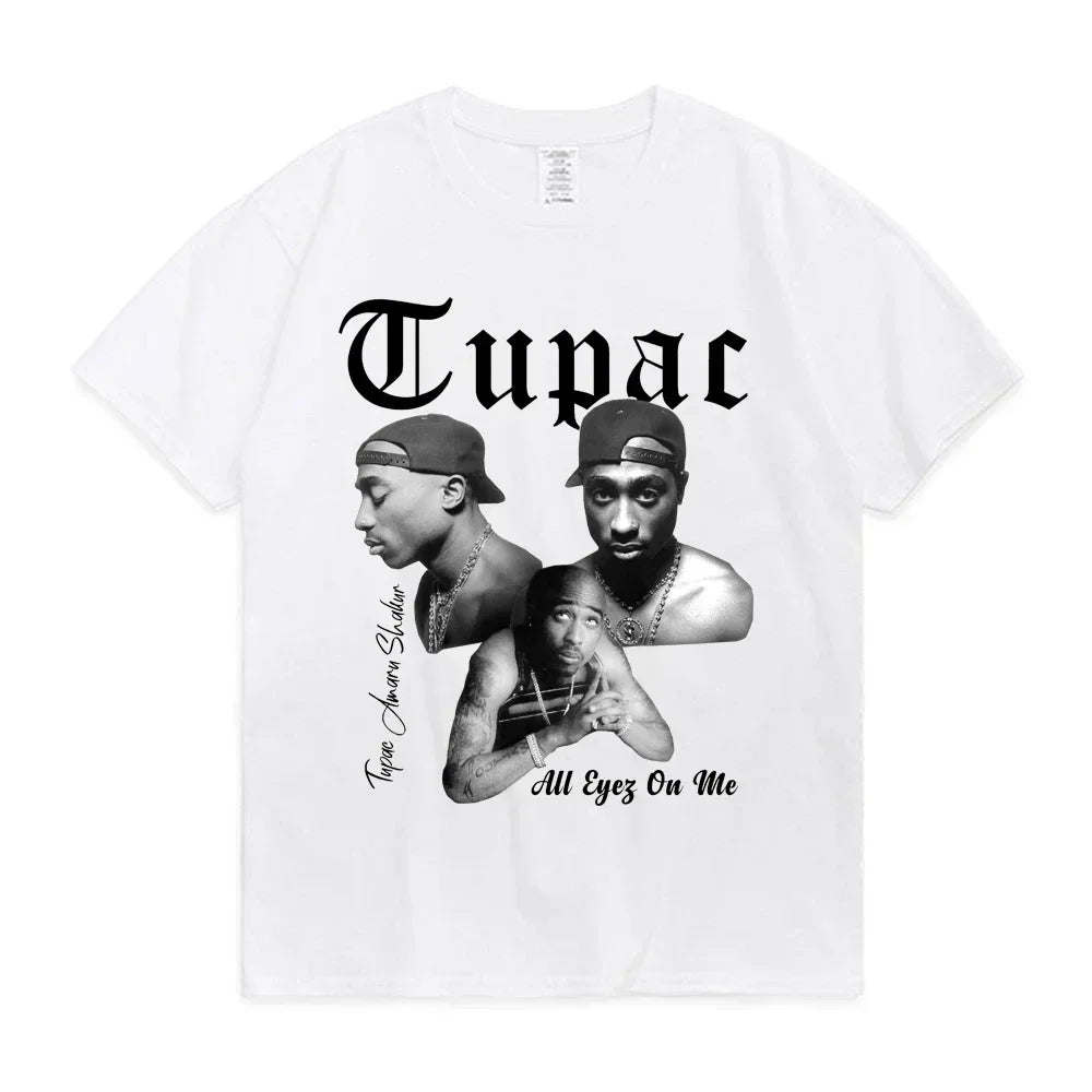 2023 Summer Fashion T-shirt Rapper Tupac Tops Hip Hop Streetwear Oversized Short Sleeves Tee Shirt Men Women  T Shirt