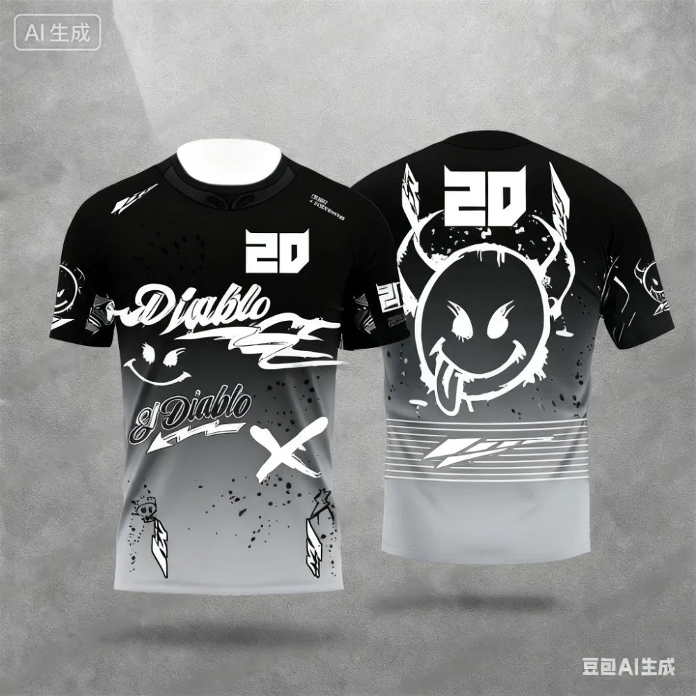 Outdoor Sports 2025 New Summer Men's and Women's Personalized Fashion Breathable Sweat Absorbing Motorcycle Training T-shirt