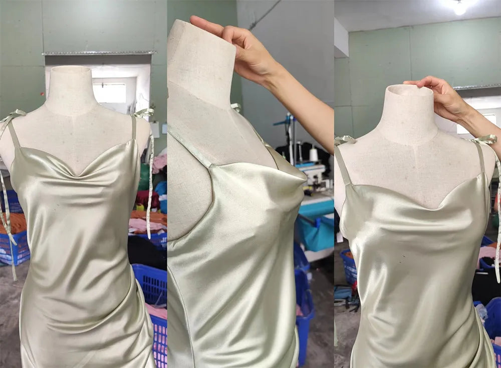 Satin Cowl Neck Midi Dress