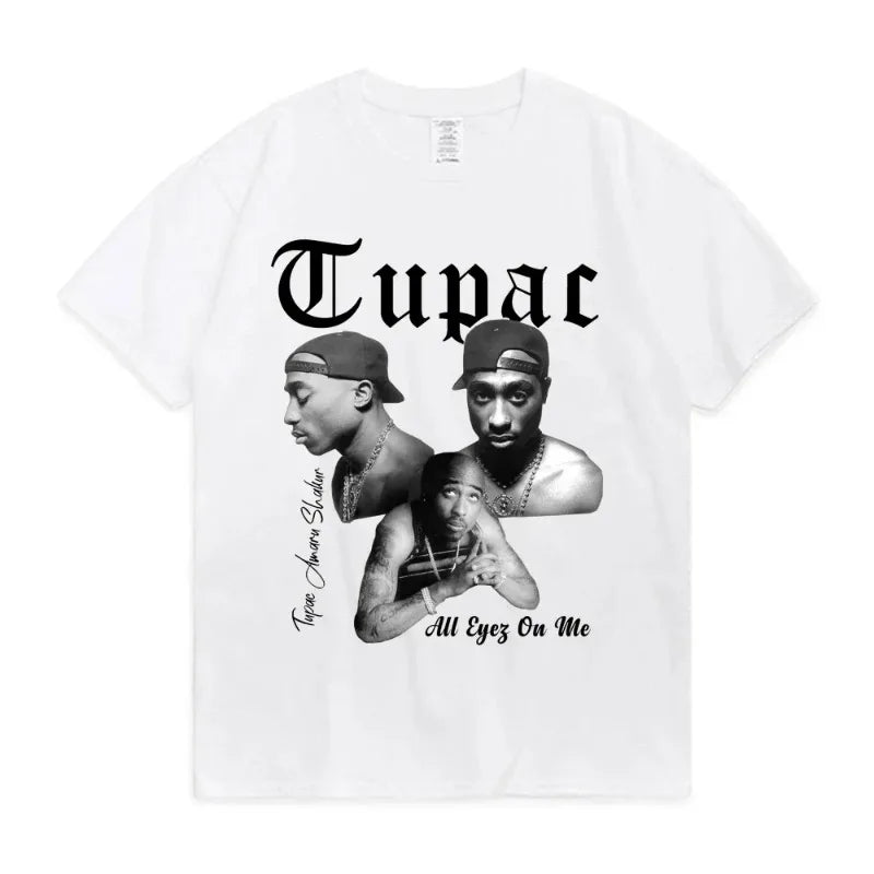 2023 Summer Fashion T-shirt Rapper Tupac Tops Hip Hop Streetwear Oversized Short Sleeves Tee Shirt Men Women  T Shirt