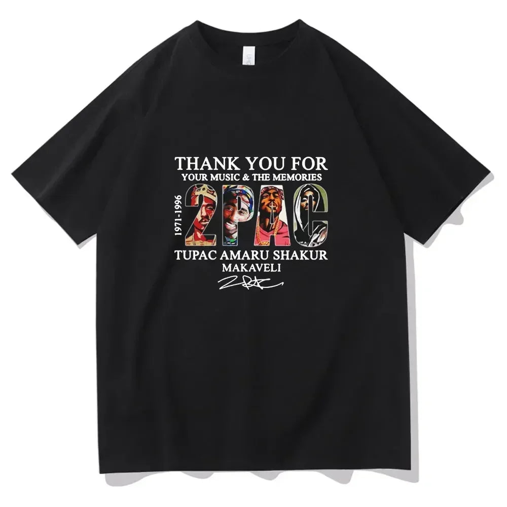 2023 Summer Fashion T-shirt Rapper Tupac Tops Hip Hop Streetwear Oversized Short Sleeves Tee Shirt Men Women  T Shirt