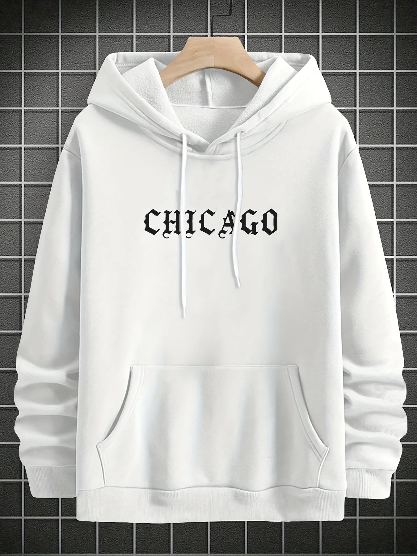 New autumn men's retro 1898 lightning print soft and comfortable hooded sweatshirt outdoor street style clothing