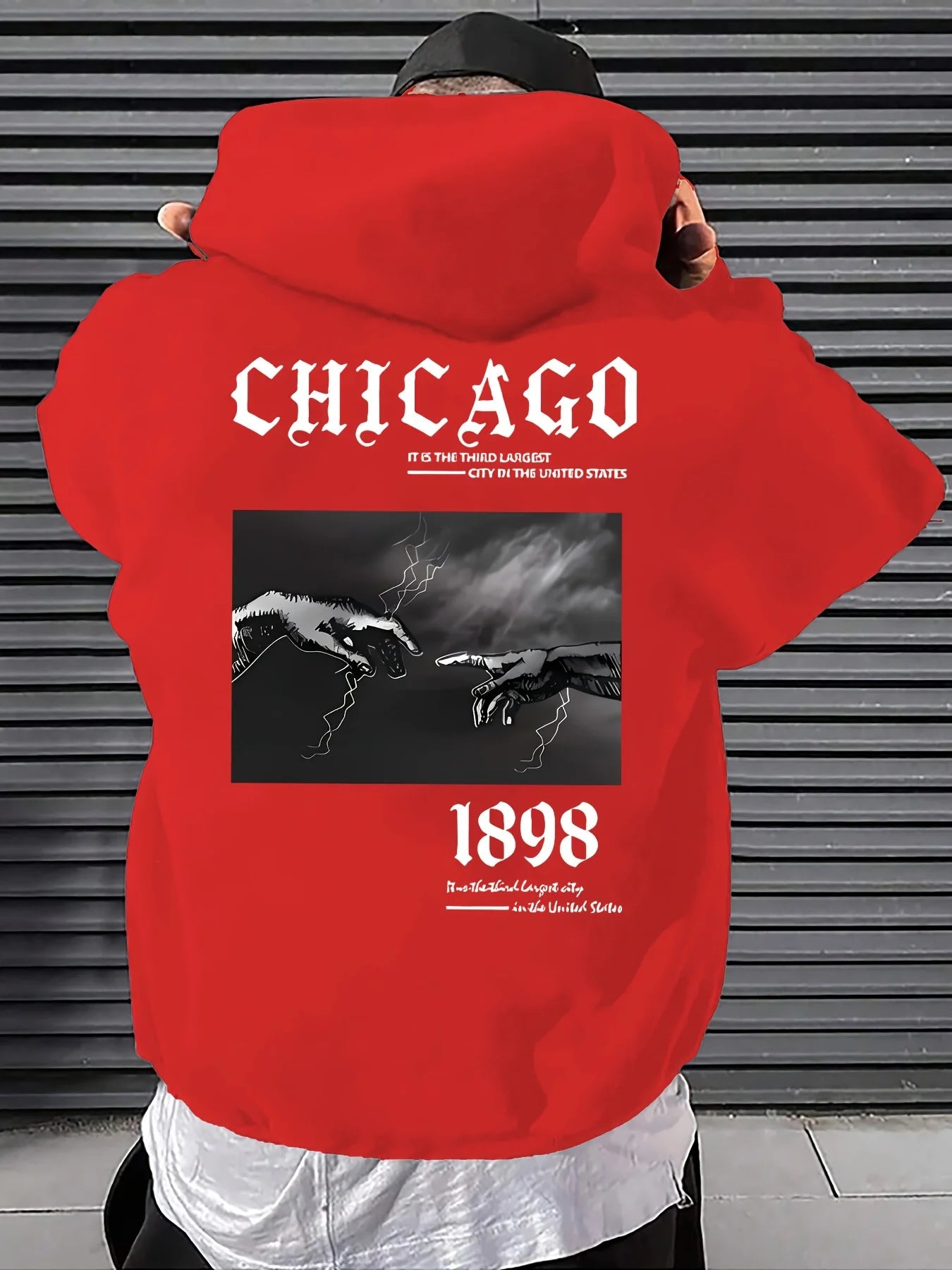 New autumn men's retro 1898 lightning print soft and comfortable hooded sweatshirt outdoor street style clothing