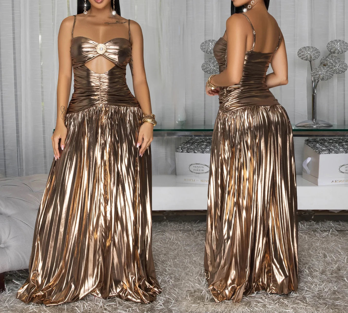 Spaghetti Strap Sequin Dress