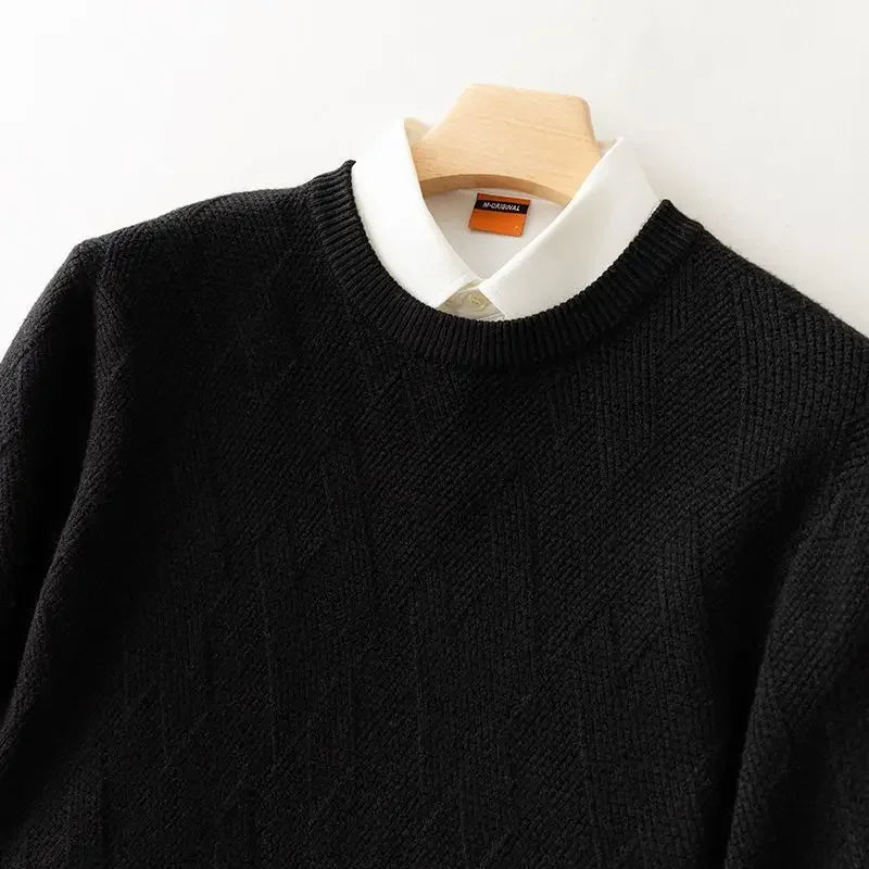 Cashmere Jacquard Crewneck Sweater
