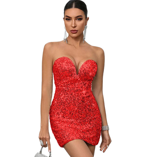 Backless Sequin Prom Dress