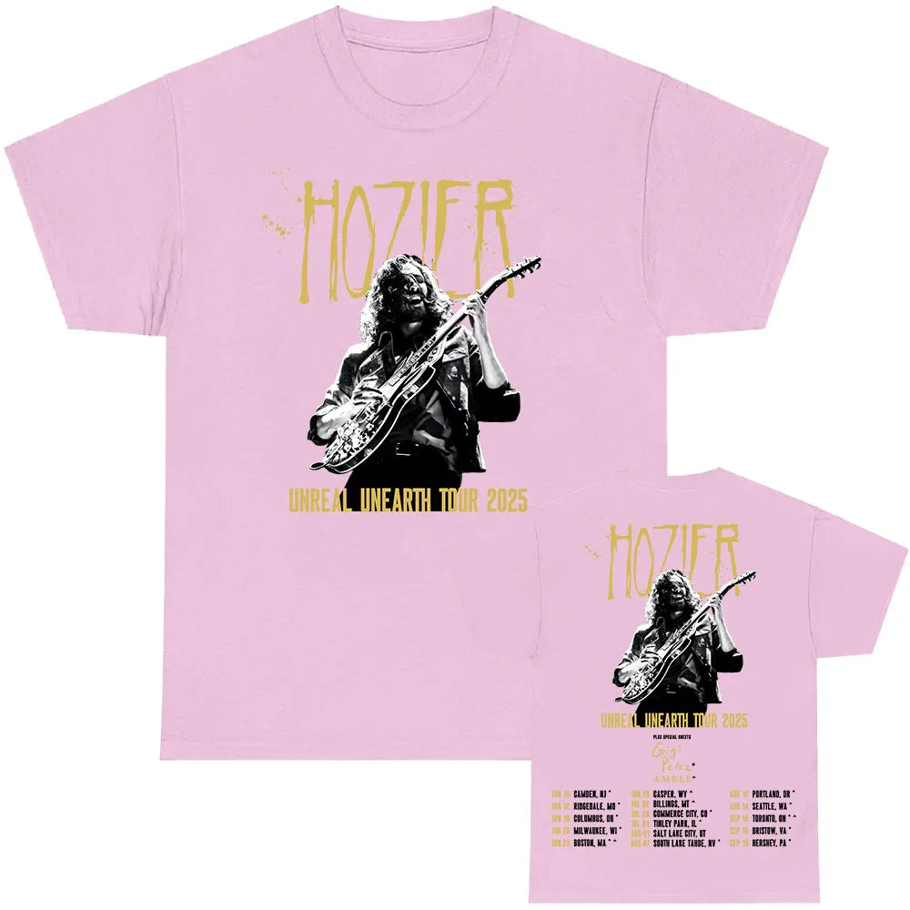 Hozier Unreal Unearth Tour 2025 T-shirt with Special Guest Gigi Perez Graphic Tshirts Summer Cotton Men Women T Shirt Print Tees