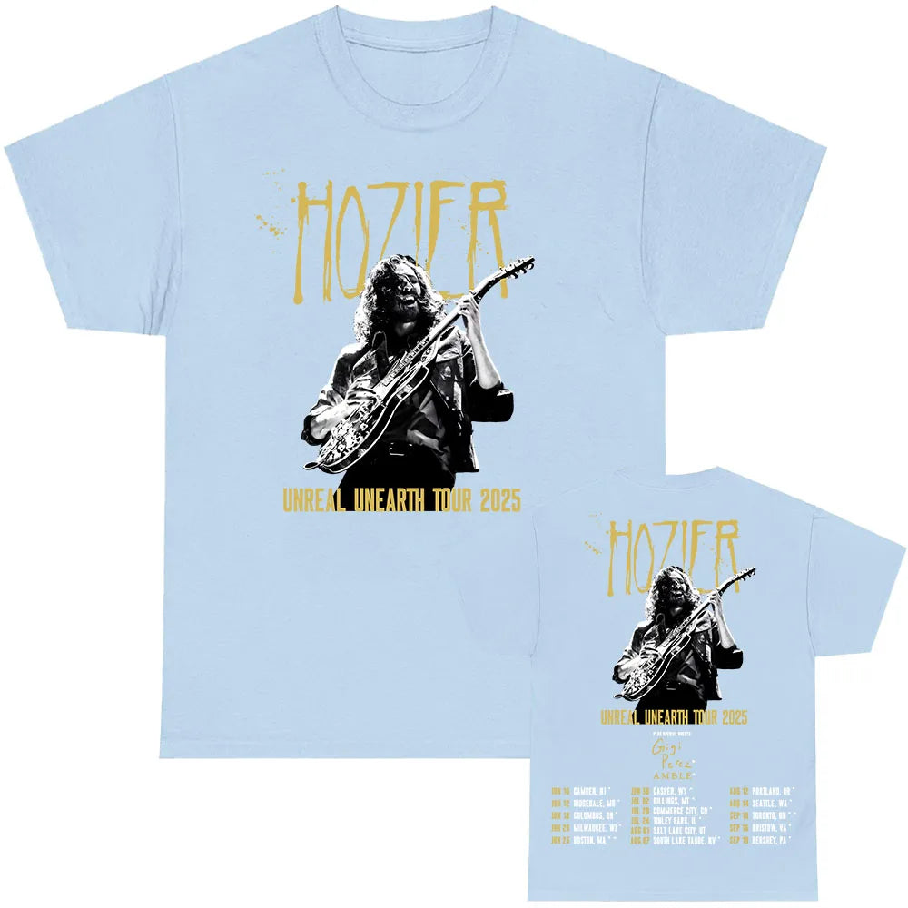 Hozier Unreal Unearth Tour 2025 T-shirt with Special Guest Gigi Perez Graphic Tshirts Summer Cotton Men Women T Shirt Print Tees