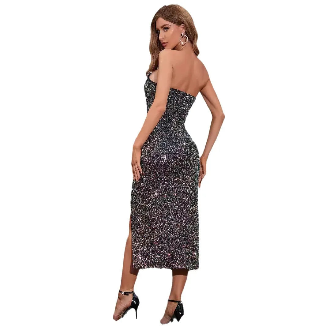Strapless Sequin Evening Dress
