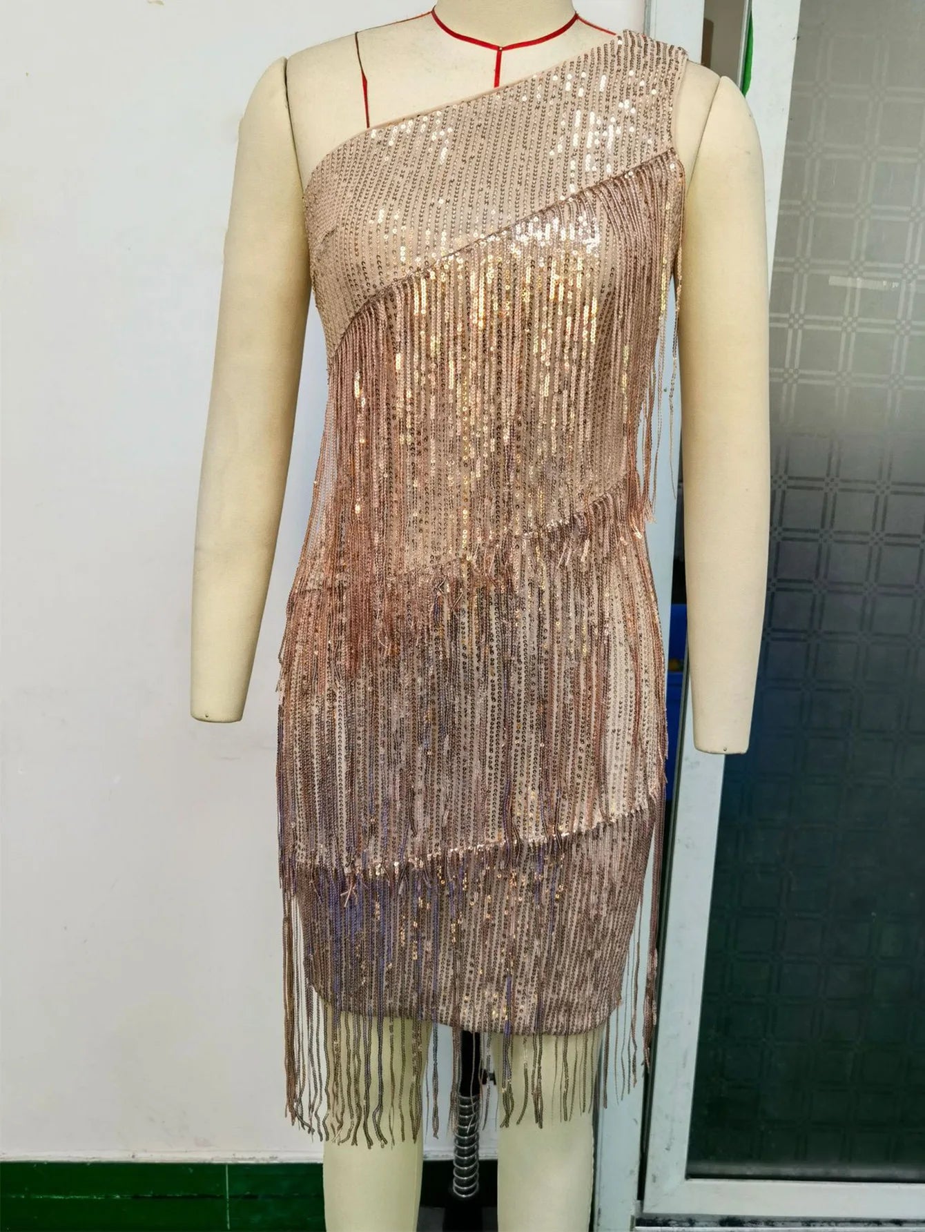 Fringed Sequin Bodycon Dress