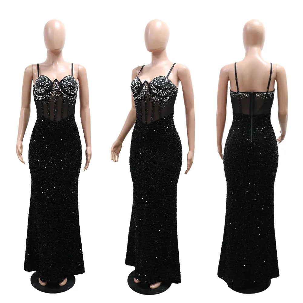 Strapless Sequin Maxi Dress