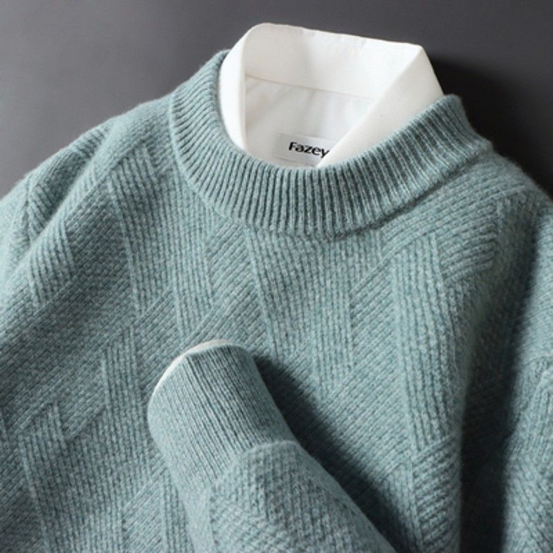 Cashmere Jacquard Crewneck Sweater