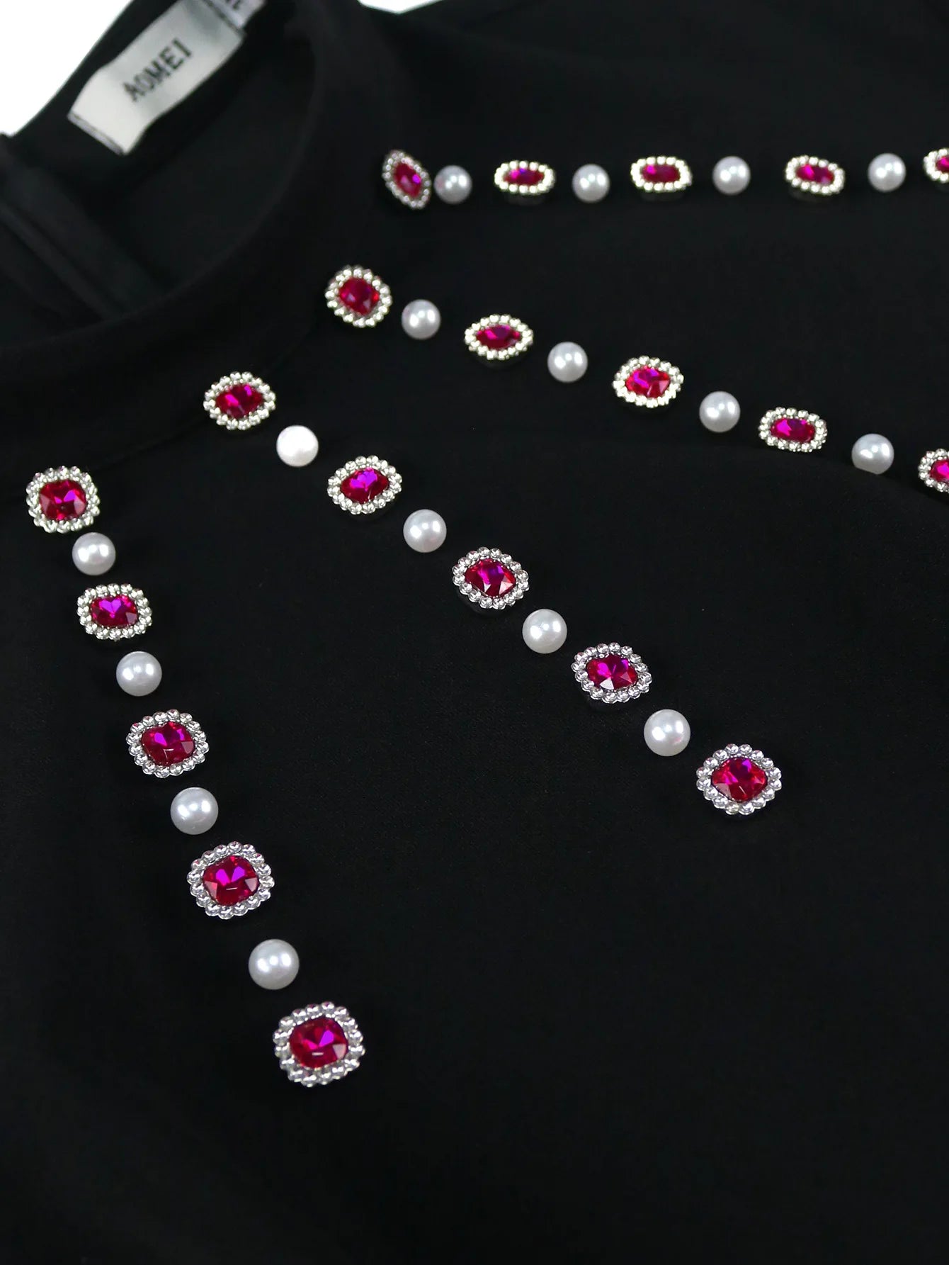 Rose Flowers Diamond Evening Dress - Black Luxury