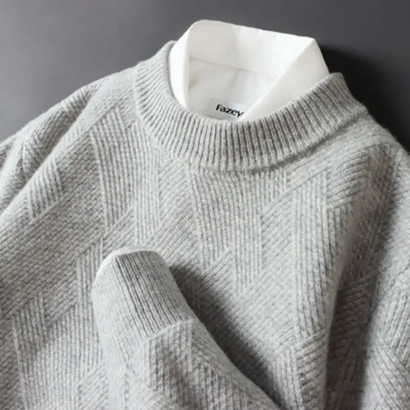 Cashmere Jacquard Crewneck Sweater