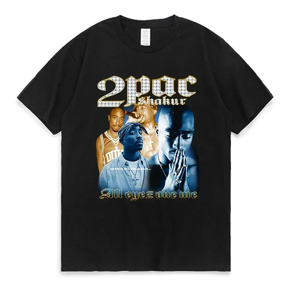 2023 Summer Fashion T-shirt Rapper Tupac Tops Hip Hop Streetwear Oversized Short Sleeves Tee Shirt Men Women  T Shirt