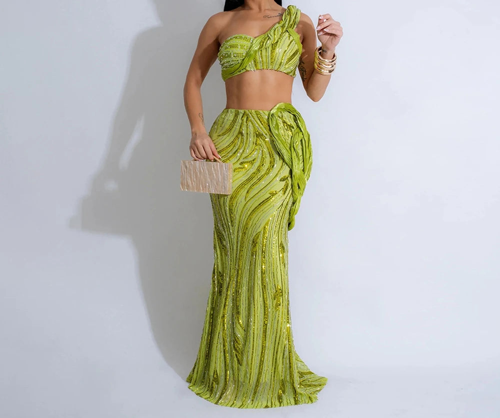 One Shoulder Sequin Summer Dress