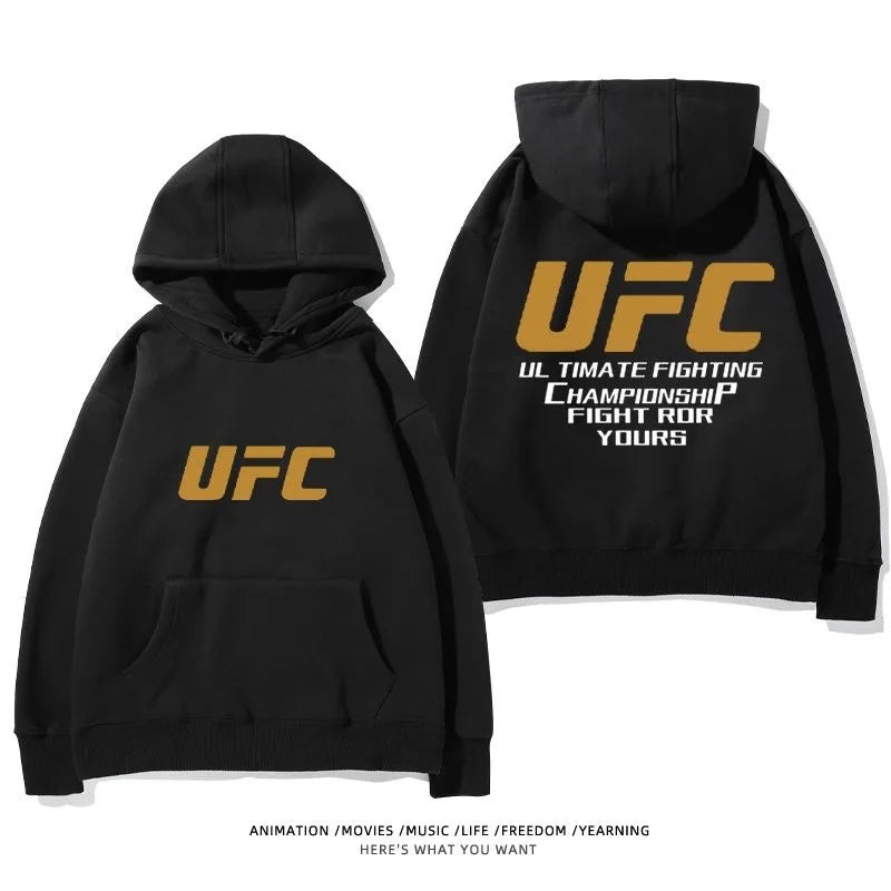 UFC Autumn Winter Men Leisure Hooded Sweatshirt MMA Combat Boxing Training Coat Women Loose Sports Fitness Breathable Hoodie