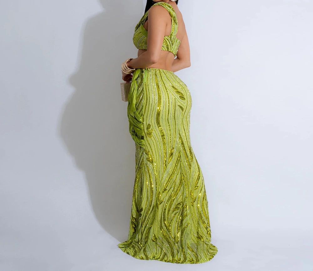 One Shoulder Sequin Summer Dress