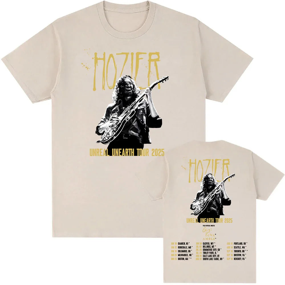 Hozier Unreal Unearth Tour 2025 T-shirt with Special Guest Gigi Perez Graphic Tshirts Summer Cotton Men Women T Shirt Print Tees