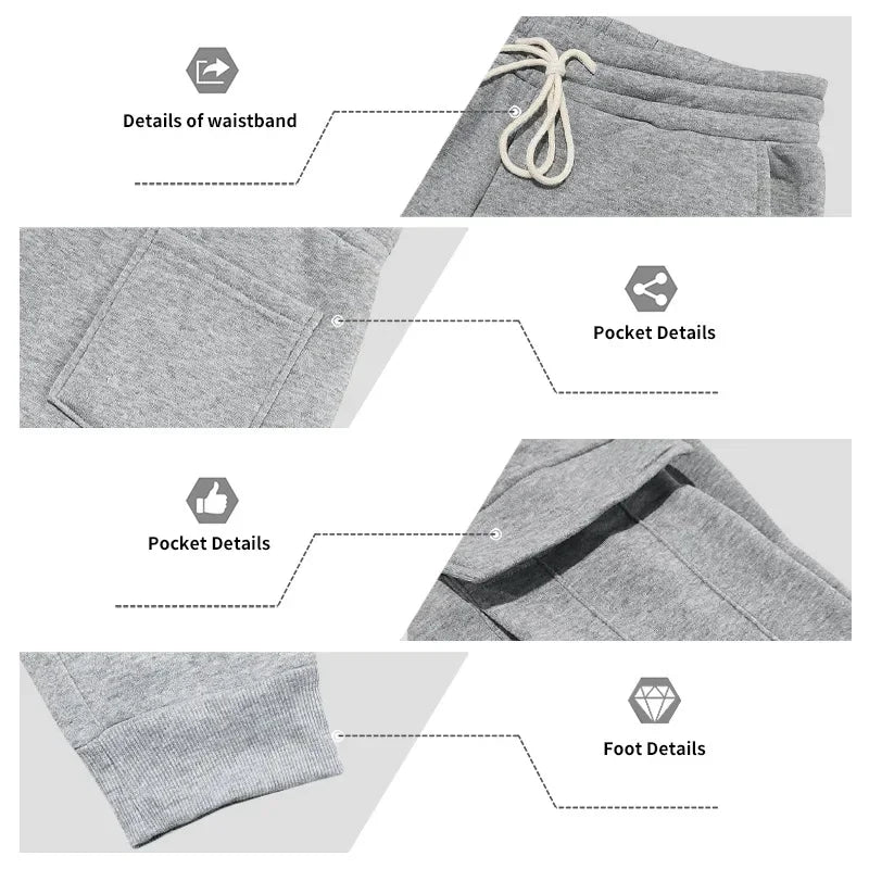 Men's Long-Sleeved Fleece Sweatshirt Suit Stand-up Collar Zipper American Men's Clothing Autumn Winter New 1/2pieces