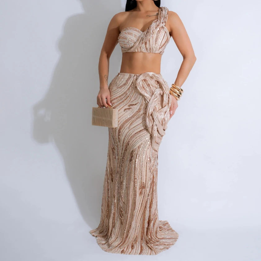 One Shoulder Sequin Summer Dress