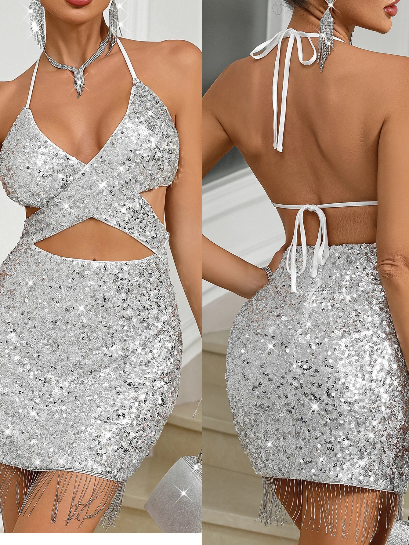 Irregular Halter Club Dress