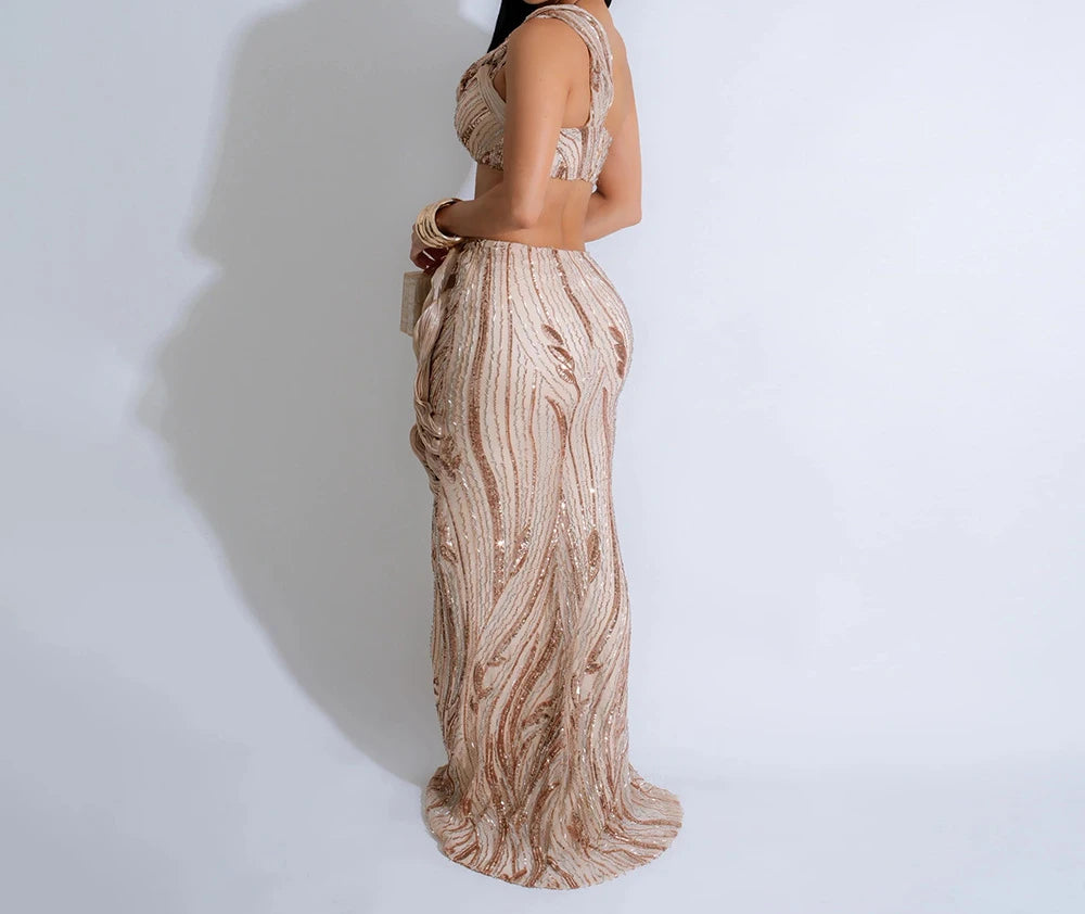 One Shoulder Sequin Summer Dress