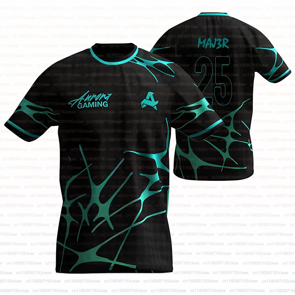 Men's CS2 Summer Training Jersey Esports Club Aurora Gaming 2025 Uniform CSGO Player Custom T-shirt Sports Breathable O Neck Tee