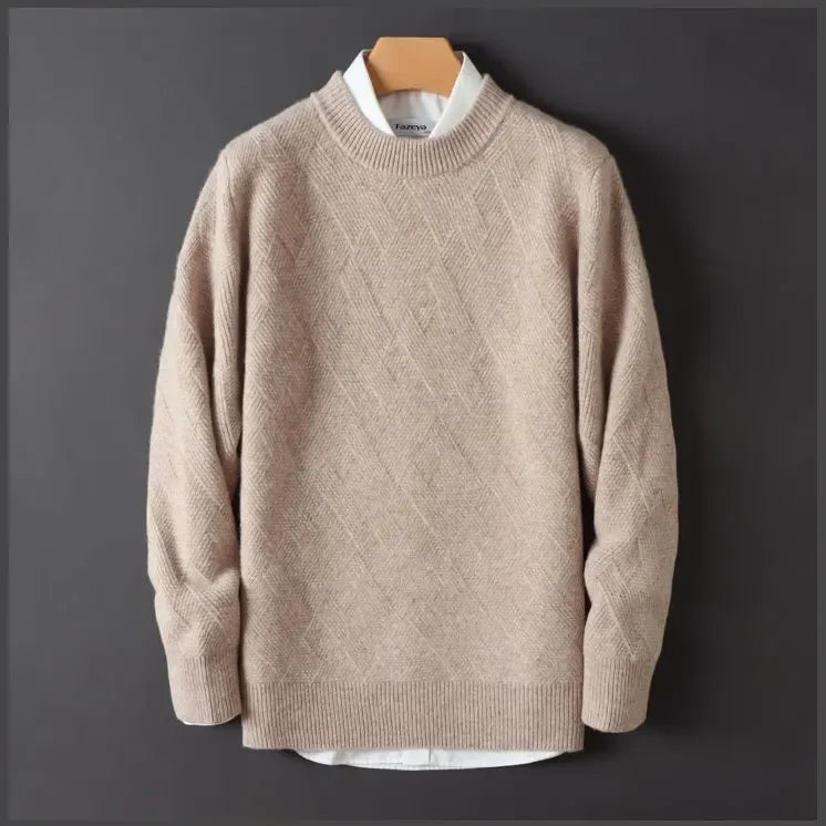 Cashmere Jacquard Crewneck Sweater