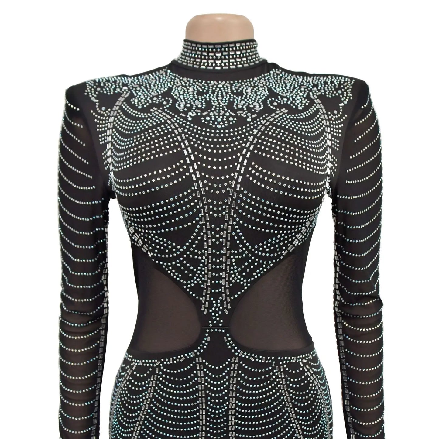 Rhinestone High Neck Evening Dress