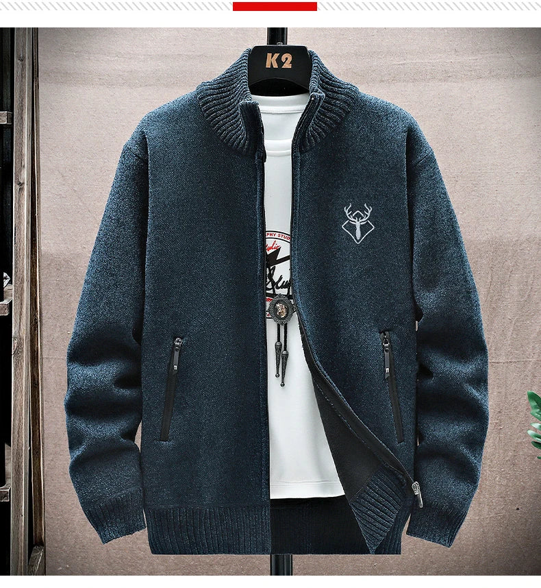 Embroidered Fleece Cardigan