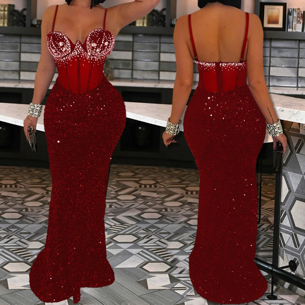 Strapless Sequin Maxi Dress